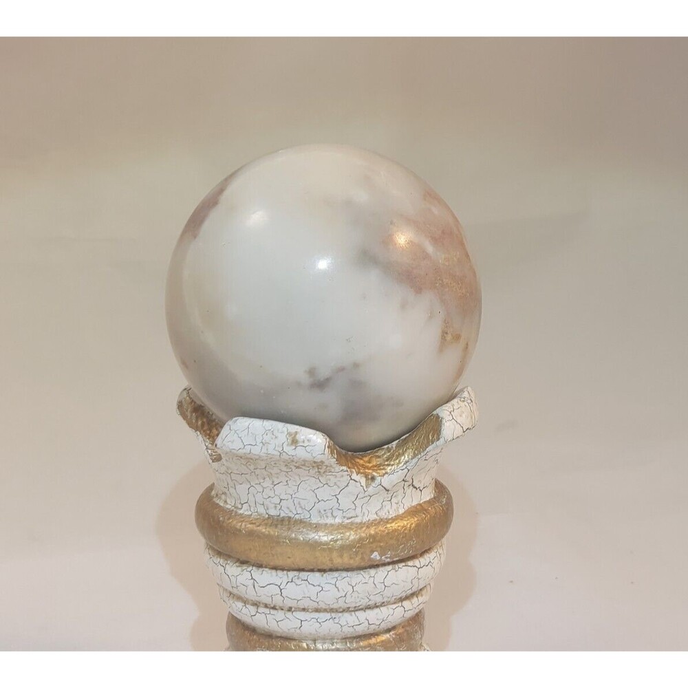 Large Marble Onyx Stone Ball White Grey 3" Polished